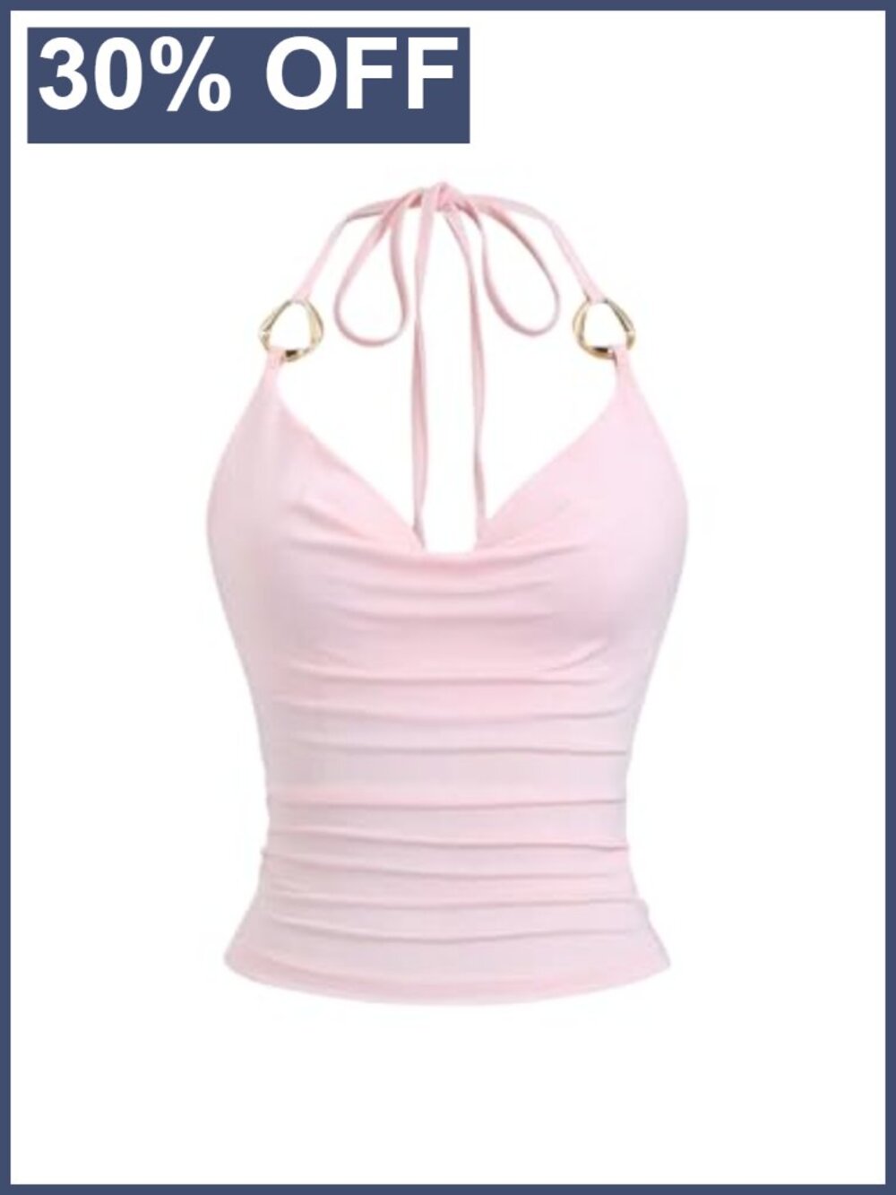 Cowl Neck Ruched Sleeveless Halter Cami Top Y2K Backless